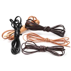 2M/lot 2 4 6 8 10 mm Width Flat Genuine Cow Leather Cord Rope Strap Findings For DIY Bracelet Necklace Jewelry Making Supplies