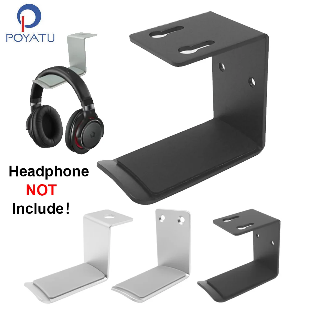 POYATU Headphone Bracket Under Desk Wall Headset Holder Earphone Sticky Display Stand Hanger Earphone Wall Desk Display Stand