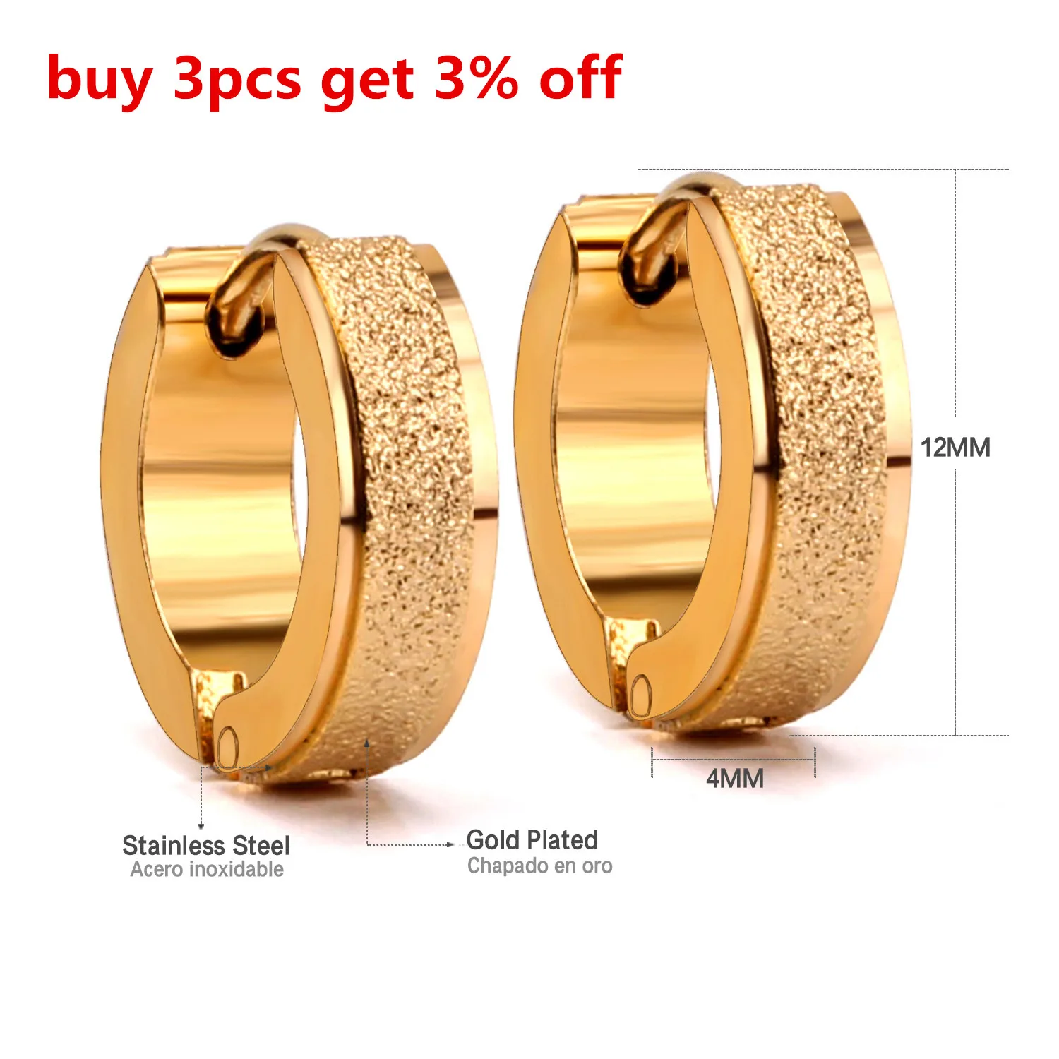LUXUSTEEL Vintage Jewelry Golden Color Hoop Earrings 2022 Brinco Ear Accessories Stainless Steel Scrub Aretes Mujer