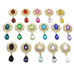 NEW 25*45mm 10Pcs Golden Mini Acrylic Crystal Brooch Wedding Decoration For Wine Glass Ornament Crafts Creative Accessories