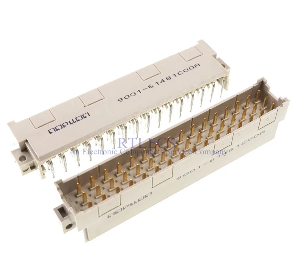 2pcs 5.08mm DIN 41612 Header Connector 3 Rows 48 Positions Male Pins Right Angle Through Hole PCB Solder 3x16