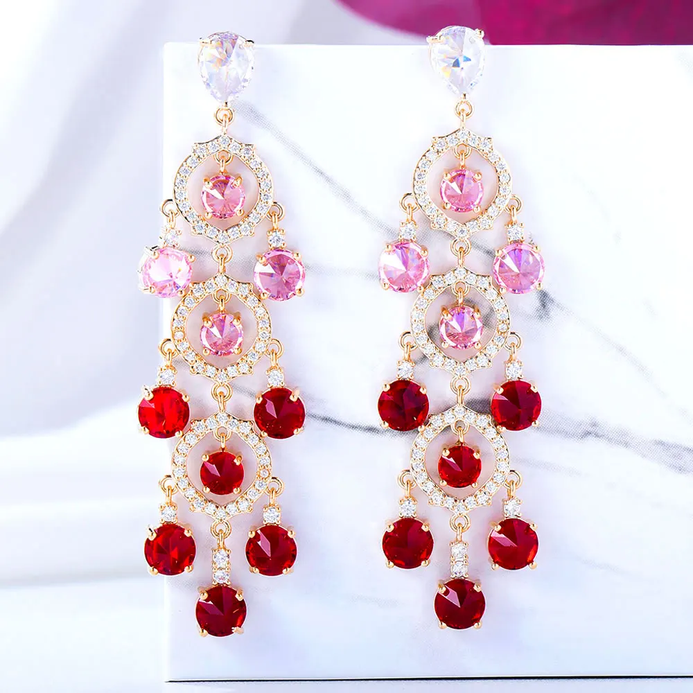 

Missvikki Summer Street Style Trendy Drop Earrings For Women Wedding Party Cubic Zircon Dubai Bridal Earring boucle d'oreille
