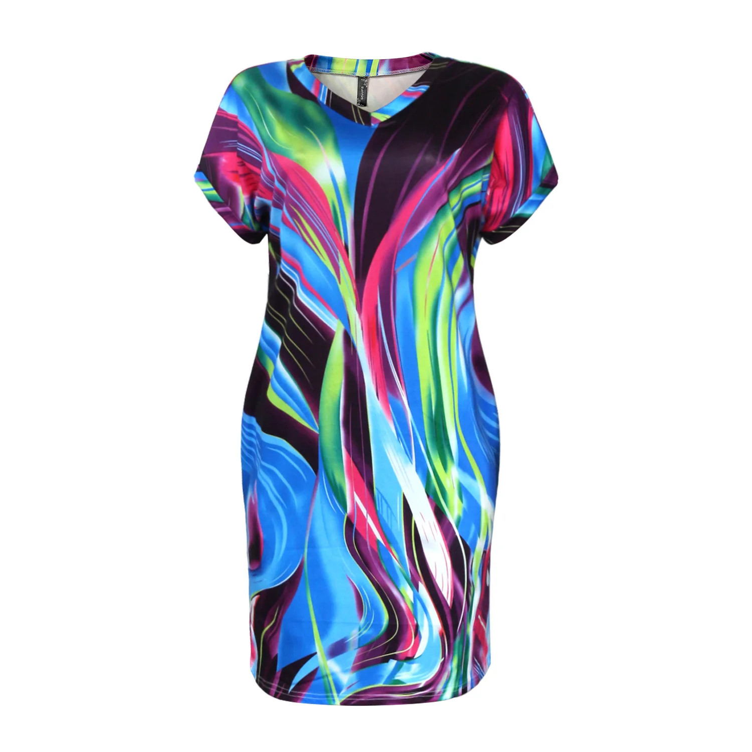 HAOOHU Women Clothing Dresses Plus Size 2023 L-5XL Autumn Knee T-Shirt Dress Print Night Club Party Casual Dresses Urban Commute