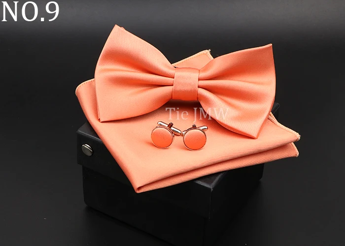 Herren Klassische Helle Farbe Bowtie Set Grün Rosa Blau Rot Fliege Manschettenknöpfe Hochzeit Krawatten Taschentuch Party Geschenk Krawatte Hemd zubehör – Detail 9