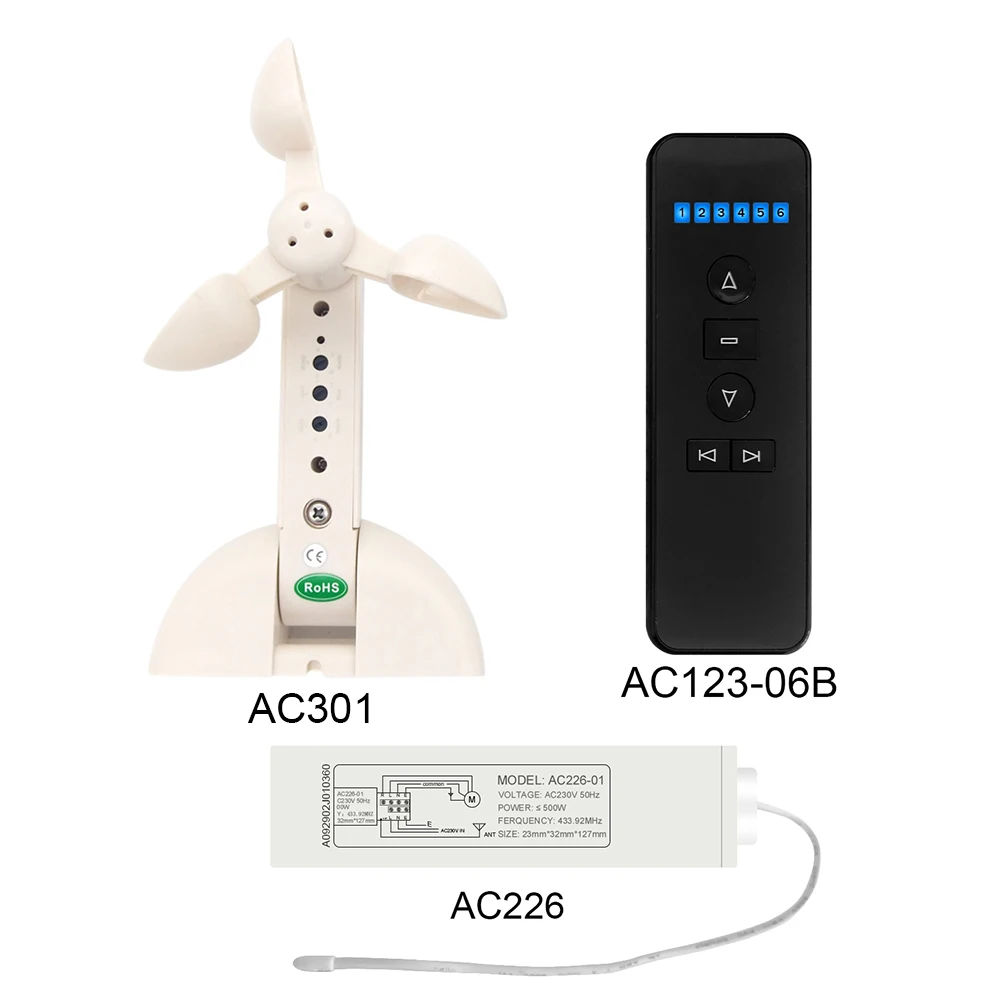 2026 Originele A-OK Smart Home 433 Mhz Universele Afstandsbediening Schakelaar Weersensor Windlicht Regengevoelige Close Open Luifel