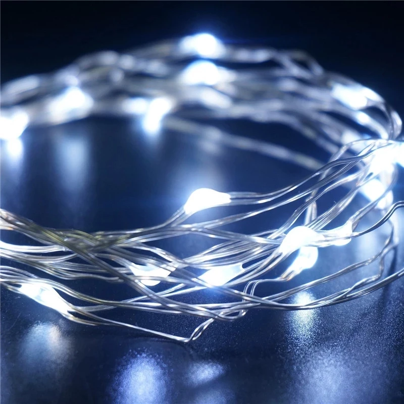 2M 20 3M 30 5M 50 10M 100Leds Kerstverlichting Aa Batterij Aangedreven Zilver Led koperdraad String Light Decoratieve Fairy Lights