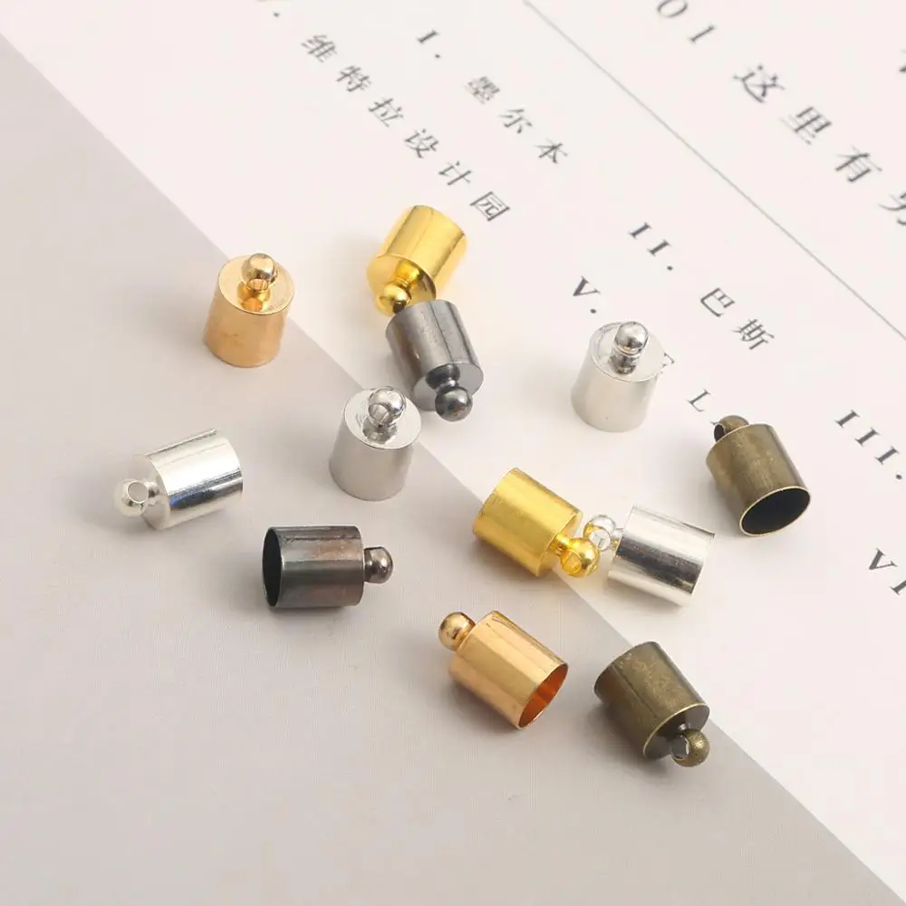50 sztuk/partia Tassel skórzany przewód koniec Crimp czapka koraliki czapki koniec końcówki krój złącza dla DIY naszyjnik biżuteria dokonywanie ustalenia — zdjęcie 7