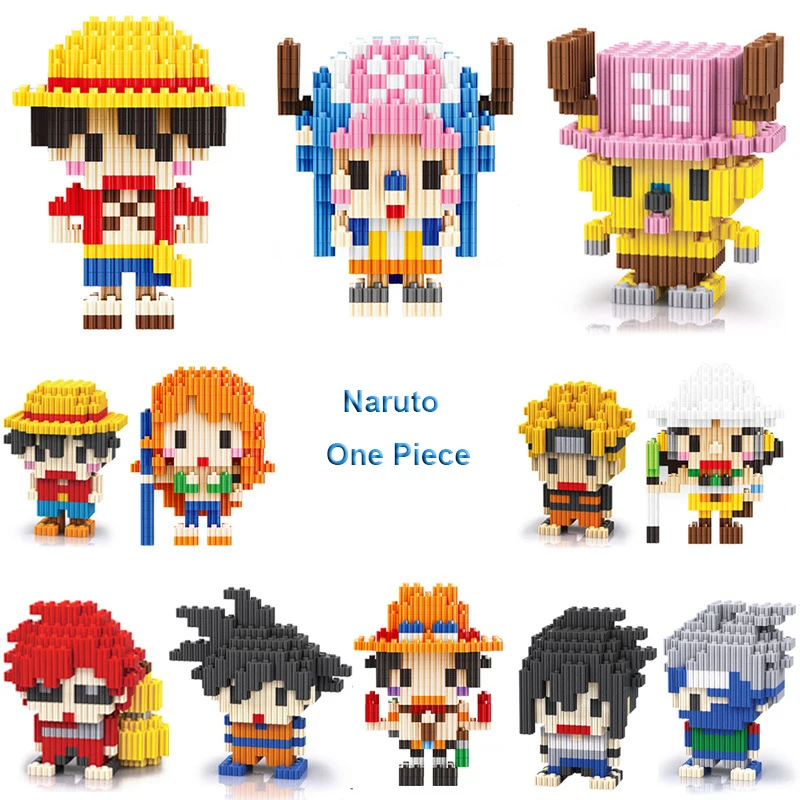 200pcs+ One Piece Anime Building Blocks Kakashi Luffy Gaara Chopper Model Connection Mini Brick Figures Toys for Children