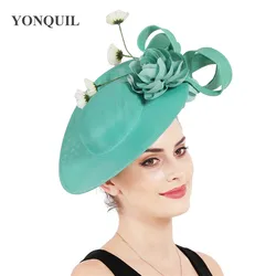 Charming Flowers Fascinator Headwear Wedding Hats And Fancy Feather Fascinators Emerald Green Hair Accessories For Bridal Woman