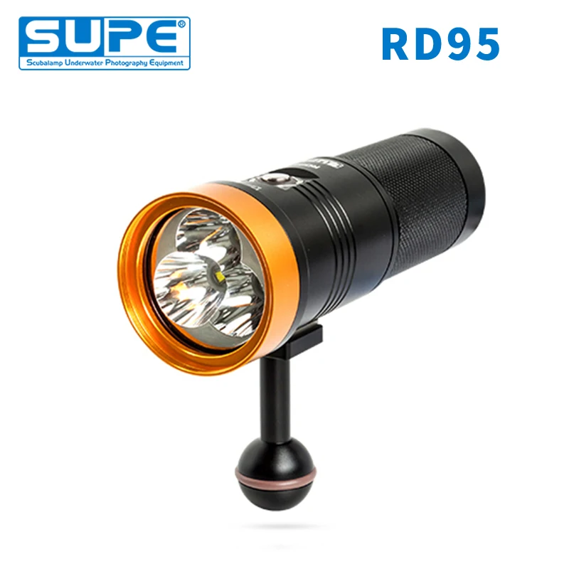 SUPE Scubalamp Waterproof RD95 4000 Lumens Underwater Spot Light Searching Scuba Diving Photography Dimming SOS Beam Angle 15