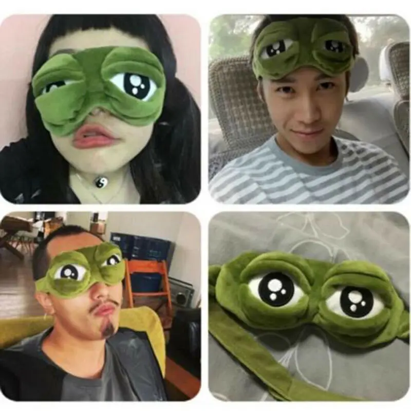 Creative Funny Sad Frog 3D Eye Mask Cover Cartoon Plush Sleeping Mask Cute Anime Gift