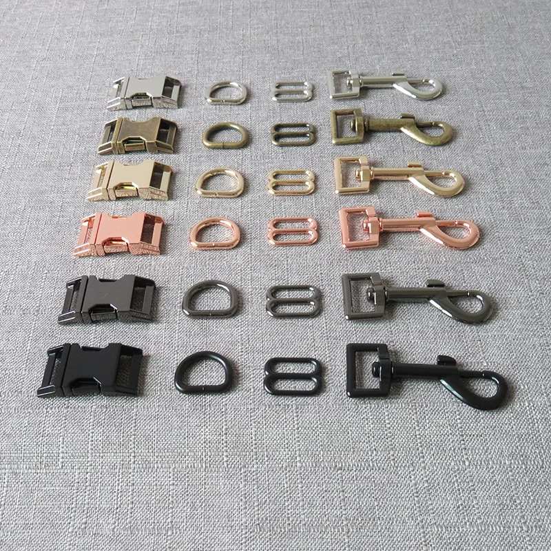 100 sets wholesale 20mm metal release buckle adjuster belt slider D ring lobster clasp for dog collar leash harness accessory