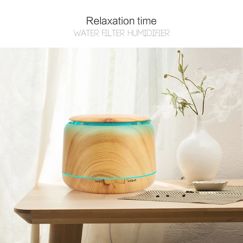JKO 250ML Electric Humidifier Essential Aroma Oil Diffuser Ultrasonic Xiomi Wood Grain Air Humidifier USB Mist  LED Light