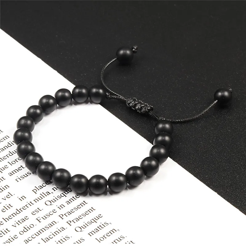 Adjustable Couples Bracelets with Black & White Beads
