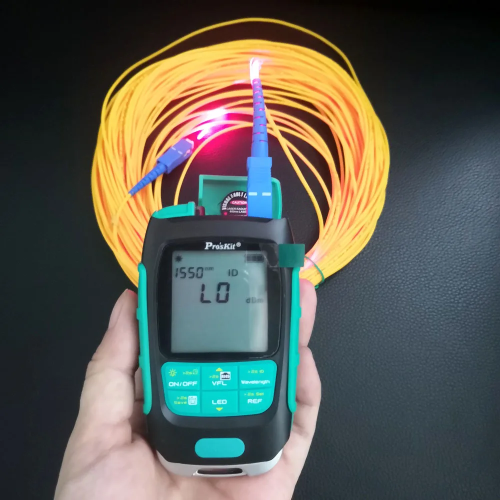 Proskit Fiber Multimeter Built in Optical Power Meter and VFL Visual Fault Locator 30MW and Lan Cable Tester LED Flashlight