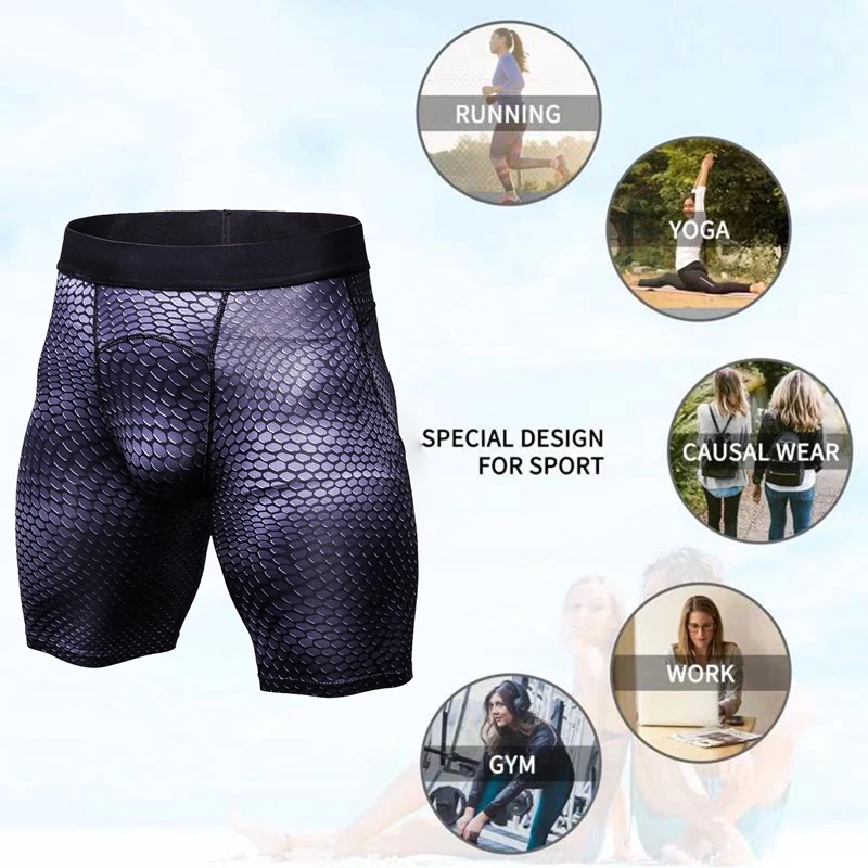 New Men Quick Dry Short Running Leggings Mens Compression Running Tights Gym Fitness Sport Shorts Leggings Male Panties homme