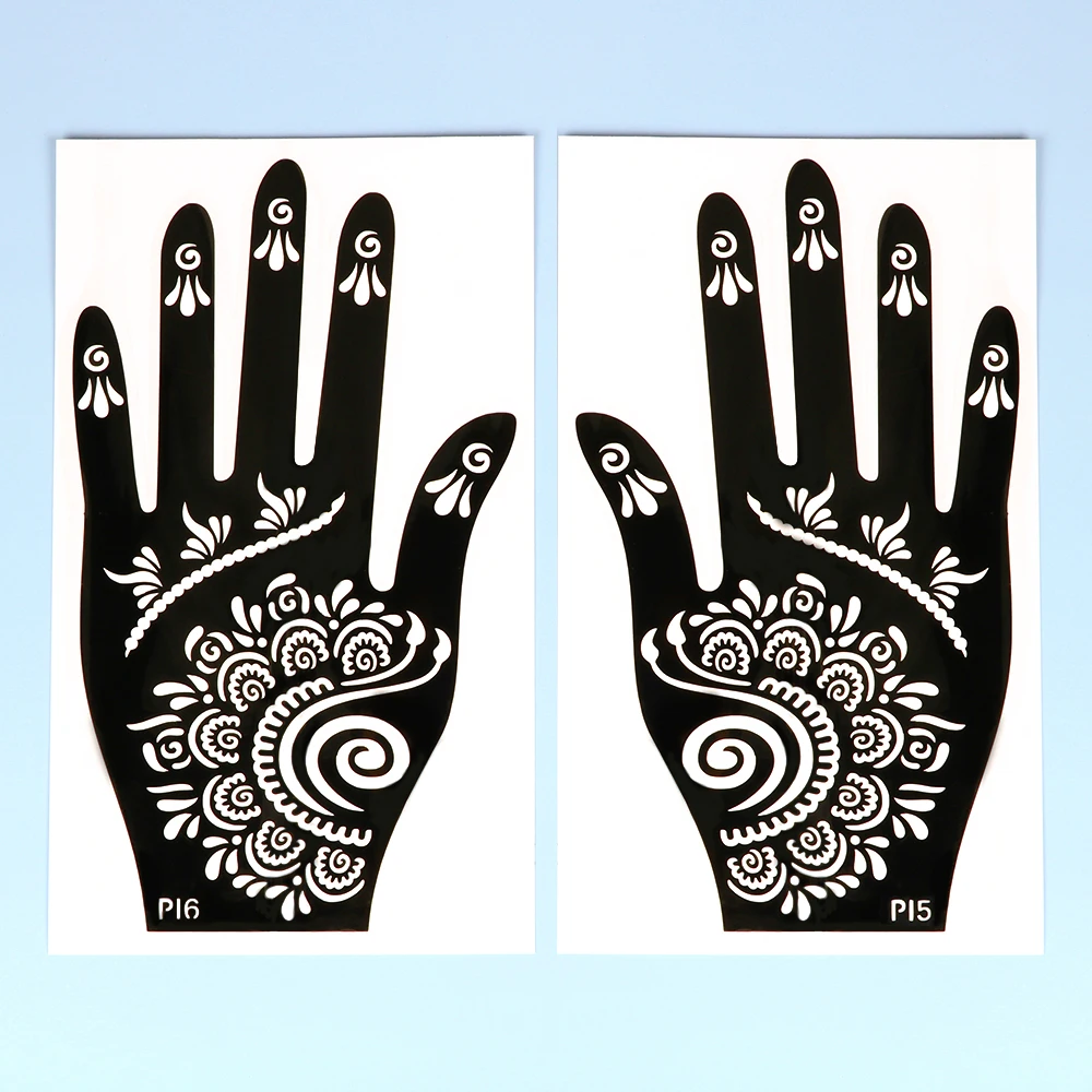 Temporary Tattoo Stencil Hand Henna DIY Body Art Sticker Template Wedding Tool Professional India Fashion Decal Flower Stencil