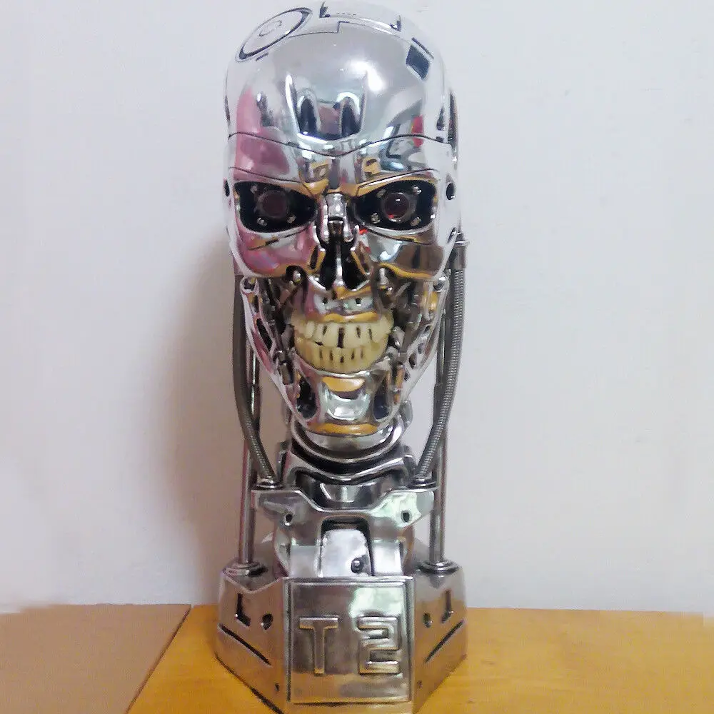 

[Funny] Replica Resin Terminator T800 1:1 Scale Skull Endoskeleton Lift-Size Bust Figure light LED EYE T-800 T2 statue model