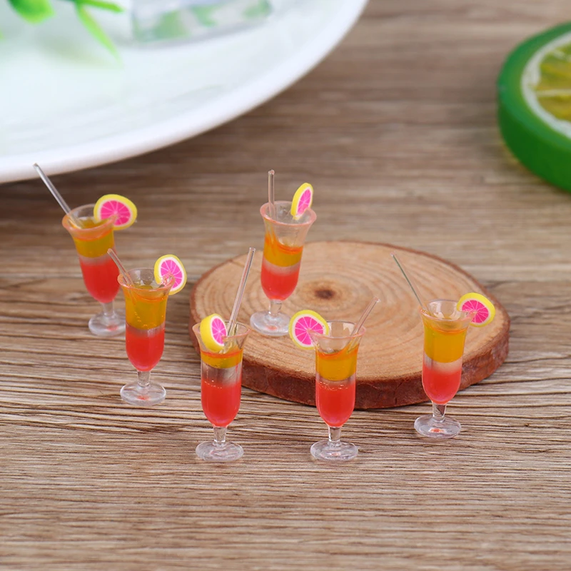 

6Pcs 1:12 Dollhouse Colorful Miniature Drink Juice Cups Dolls Kitchen Food Accessories