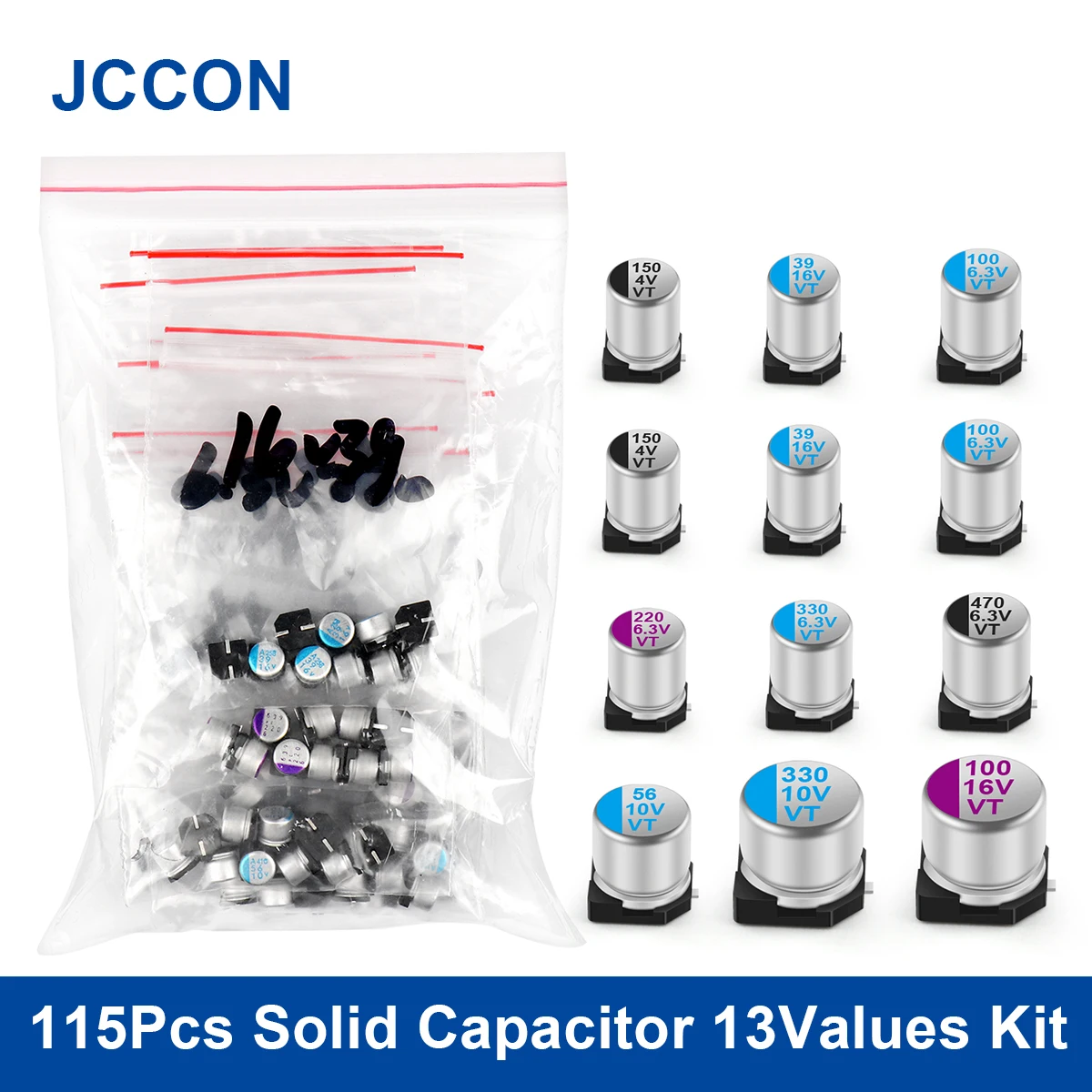 

115Pcs/Lot Solid Capacitor 12Values Motherboard Assorted Box Kit 4V/6.3V/10V/16V/20V 470UF 560UF 1000UF Storage Samples Set