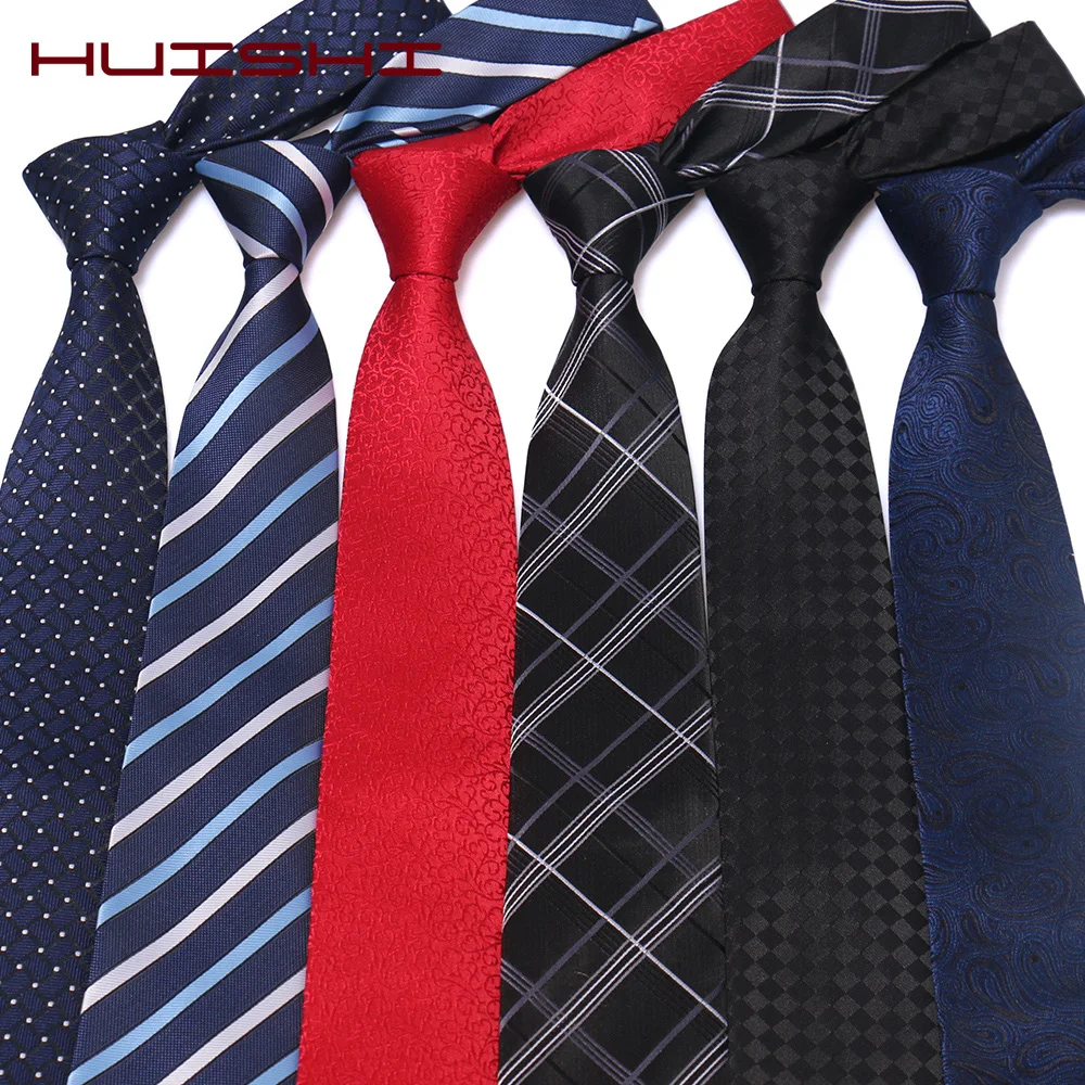 

HUISHI Business Ties For Men Classic Skinny Necktie Wedding Dress Fashion Plaid Stripe Dot Cravate Neck Tie Shirt Accessories