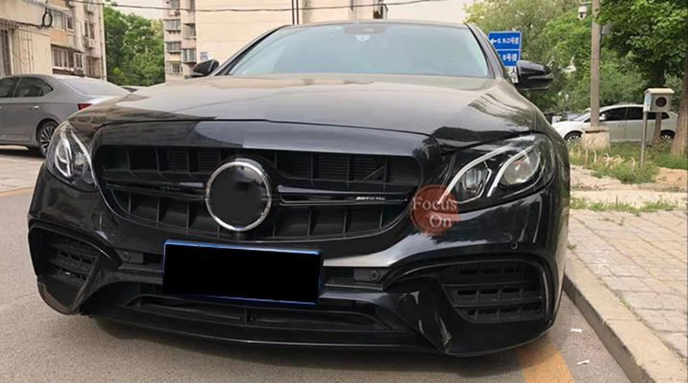 AMG Style Frontgrill für Mercedes Benz E-Klasse W213 2016–2020 Silber/Schwarz E200 E250 E300 Obere Stoßstangenhaube Netzgitter Grill