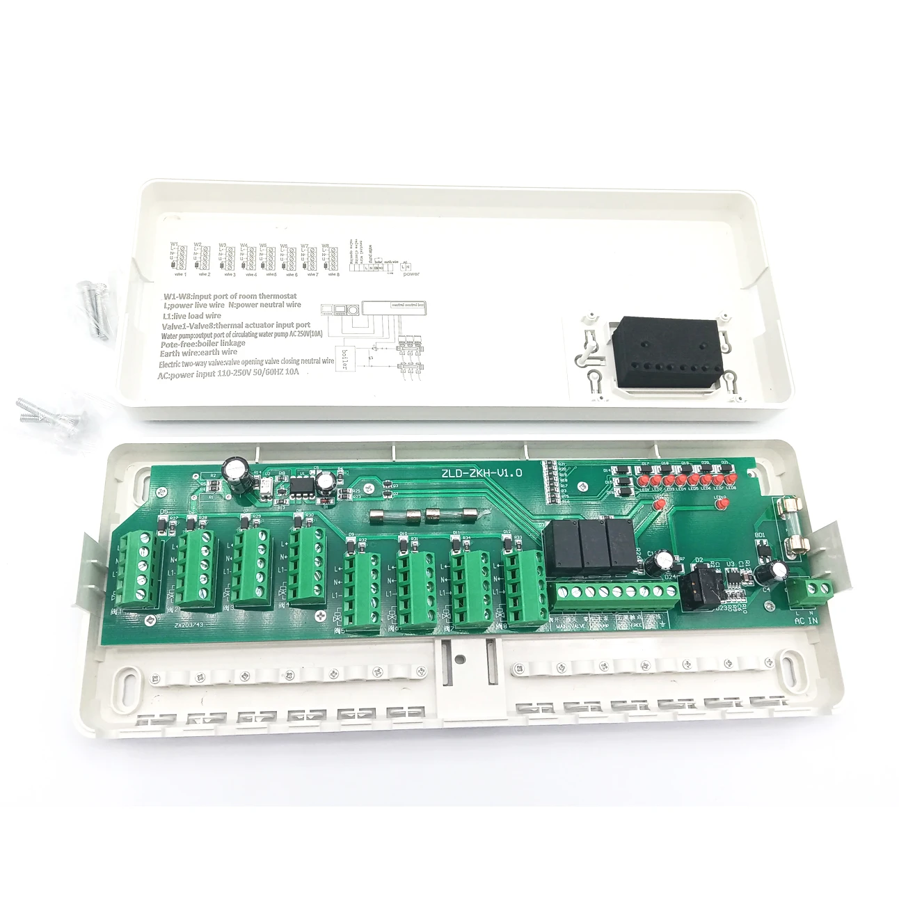 220V 8 Channels Wiring Centre Hub Controller Can connecting with Pump Boiler Motorized Valve Underfloor Heating System Accessary