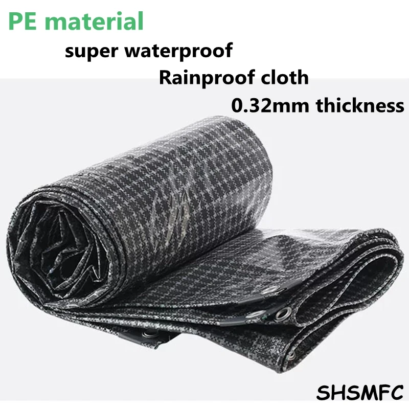 

Black And White Grid PE Rainproof Cloth Truck Canopy Tarpaulin Outdoor Awning Garden Plant Pet House Waterproof Shade Cloth