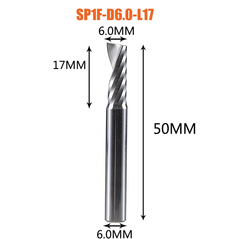 1 st AAAAA CNC Acryl Hout Aluminium Frees 1-12mm 3D Graveren Enkele Fluit Frees Spiraal frees Houtbewerking