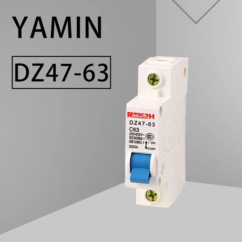 

P67 Miniature Circuit Breaker DZ47-63 400V 1P 6-63A Rated Current Plastic Air Switch 50HZ MCB Cutout Breaker Switch