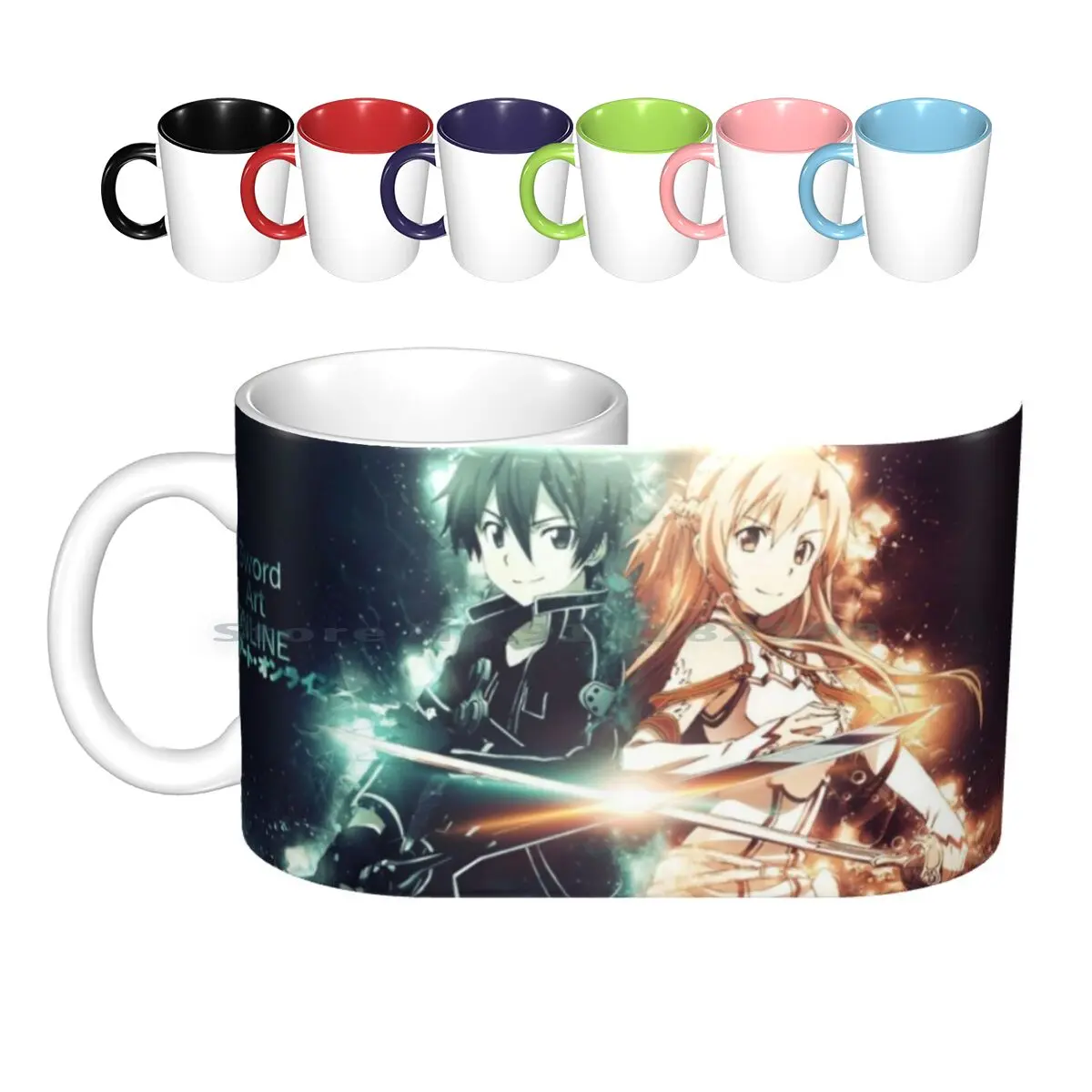 Sword Art Online-Kirito / Asuna Ceramic Mugs Coffee Cups Milk Tea Mug Anime Swords Isekai Video Game Game Black Hair Orange