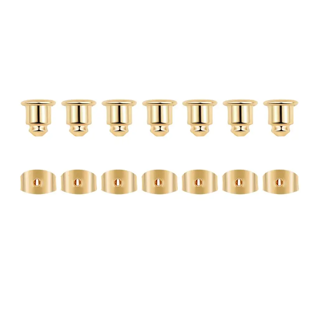 50pcs/lot 18K Gold Plated Earring Studs Backs Stopper Scrolls Ear Post Butterfly Ear Plug Earring Backs Jewelry Making Supplies