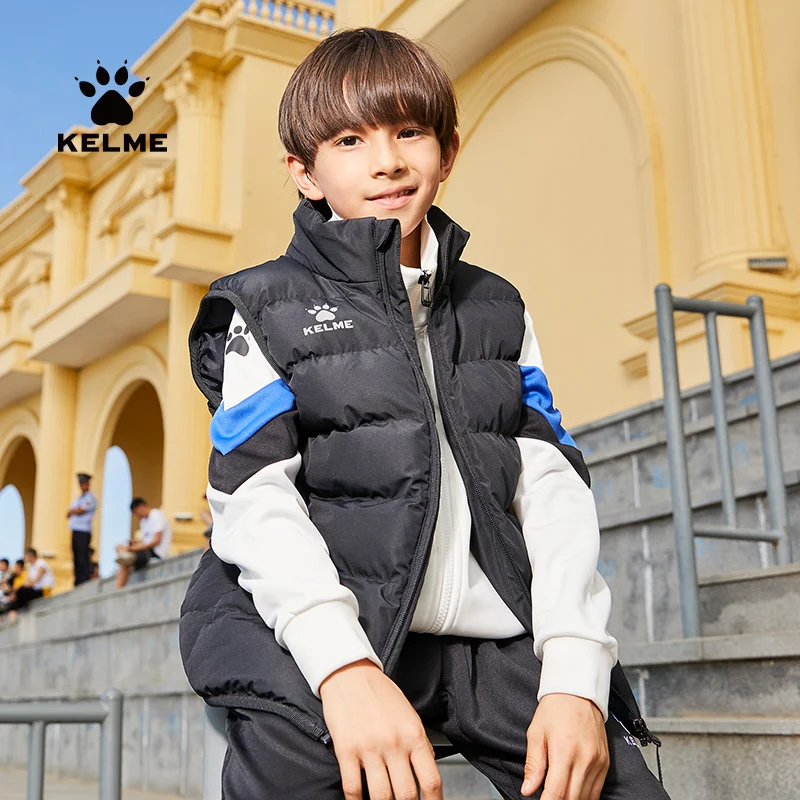 KELME Children\'s Cotton Vest Boys And Girls Winter New Coat Football Training Thickened Warm Jacket 8161MJ3001