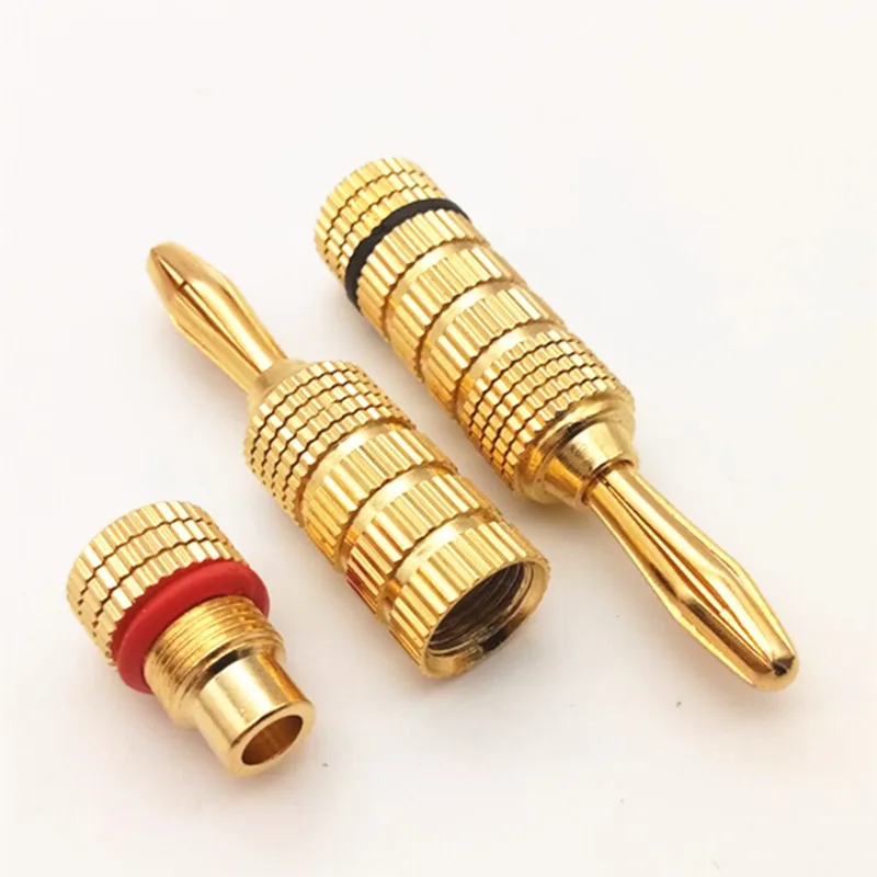 2 개/몫 4MM 바나나 플러그 스피커 커넥터 순수 구리 금도금 스피커 오디오 어댑터 앰프 바나나 플러그 4MM