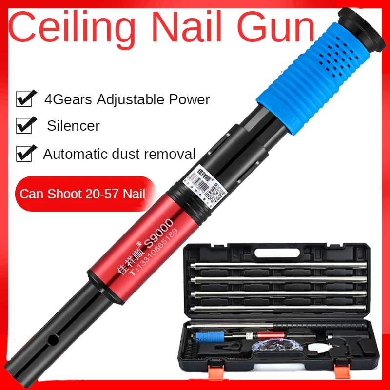 

Silencer Ceiling Nail Gun Cement Gun 4 Gear Adjust Power Concrete Wall Anchor Wire Slotting Device Automatic Slag Steel Nail Gun