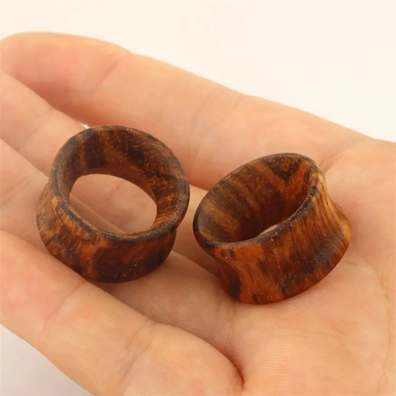 Unisex Wooden Ear Piercing Gauges Earrings Round Pink Flesh Tunnel Expanders Piercing Jewelry Tragus Piercing Dummy Piercing