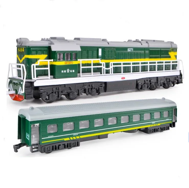 1:60 high simulation alloy pull back train model,retro green leather train,simulated sound and light metal toy car,free shipping