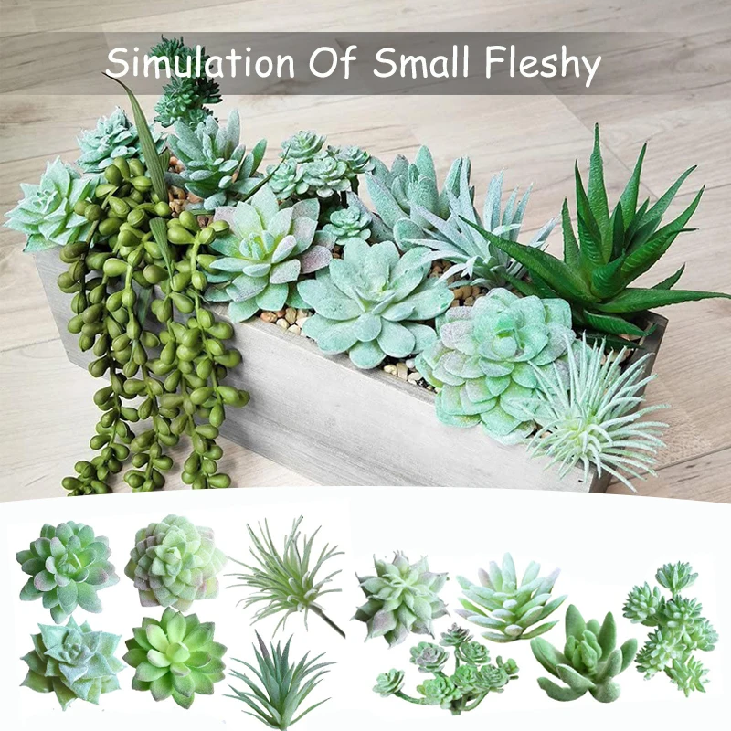 Mini Artificial Succulent Plants Unpotted Home Office Garden Decor Fake Green Landscape Craft Flocking Plants Without Pot