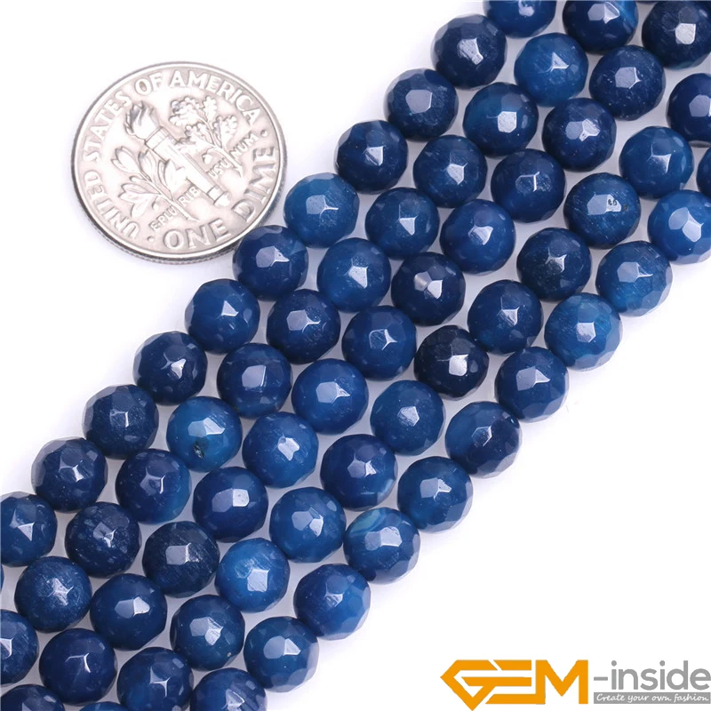 6 8 10mm Dark Blue Faceted Round Accessories Beads For Jewelry Making Strand 15 inch DIY Jewelry Bead For Women Bracelet Gifts