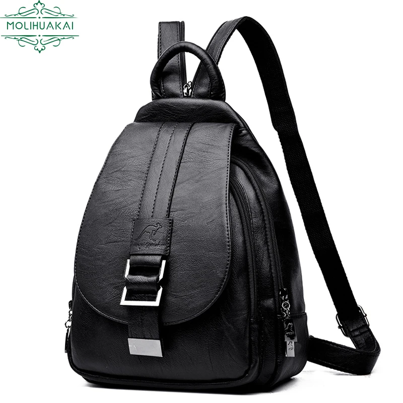 Hot Women Leather Backpacks Female Vintage Backpack For Teenage Girls School Chest Bag Travel Bagpack Ladies Sac A Dos Back Pack