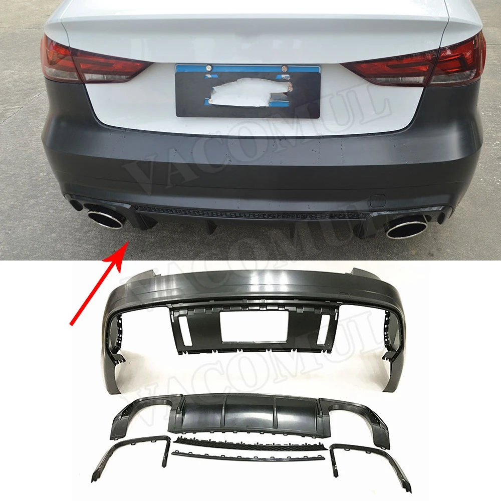 

PP Unpainted Car Body KitS Auto rear diffuser side skirts racing grills for Audi A3 S3 2014 2015 2016 2017 2018