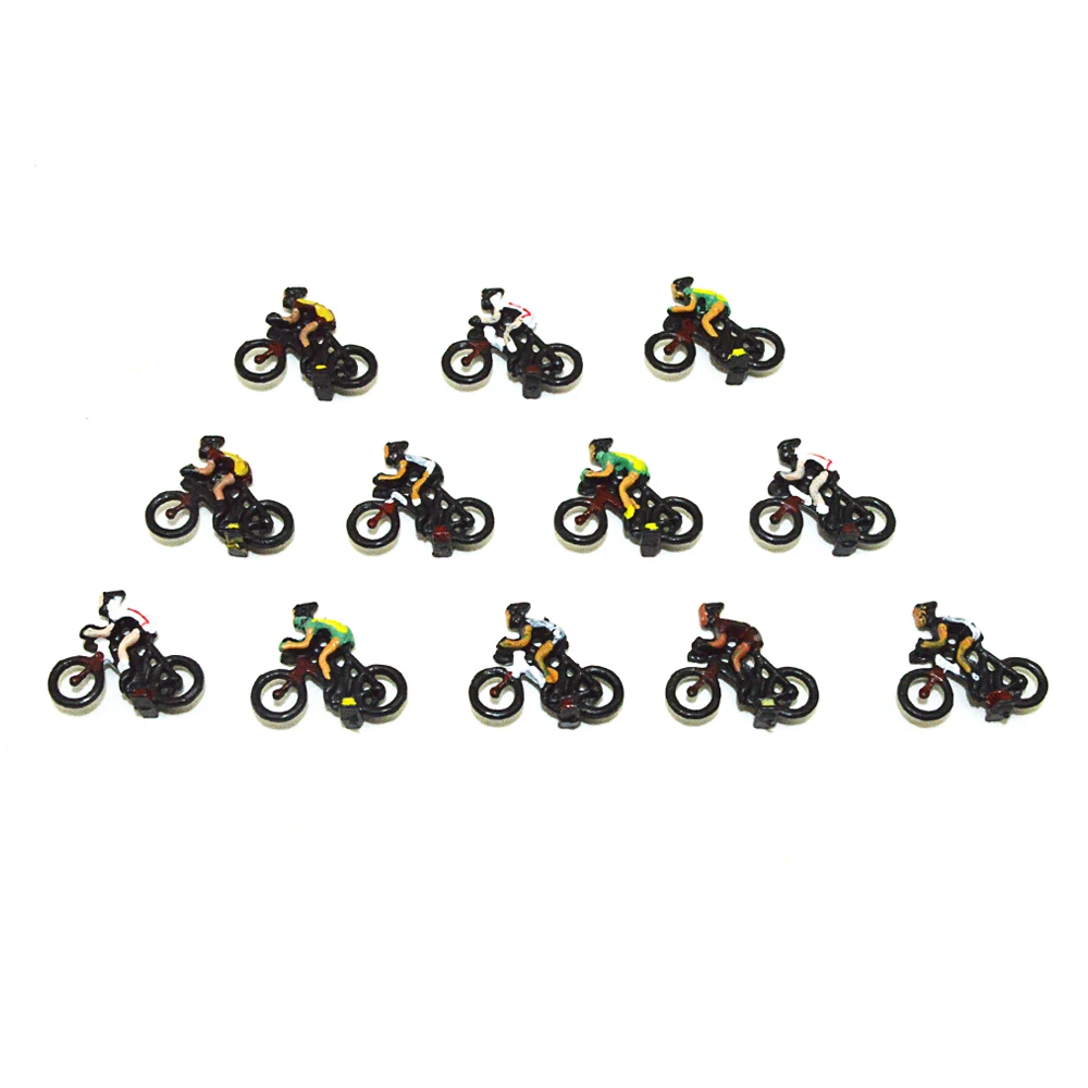 12pcs/lot HO 1:87 scale Model Bicycle Racing Figures Color Miniature Sports People for Diorama Architecture Racing Scene Making