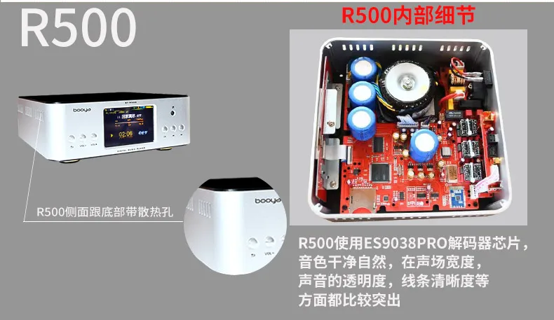 Décodeur de radiateur de lecteur de musique numérique, plateau tournant DSD, AK4499, ES9038PRO, R500, nouveau