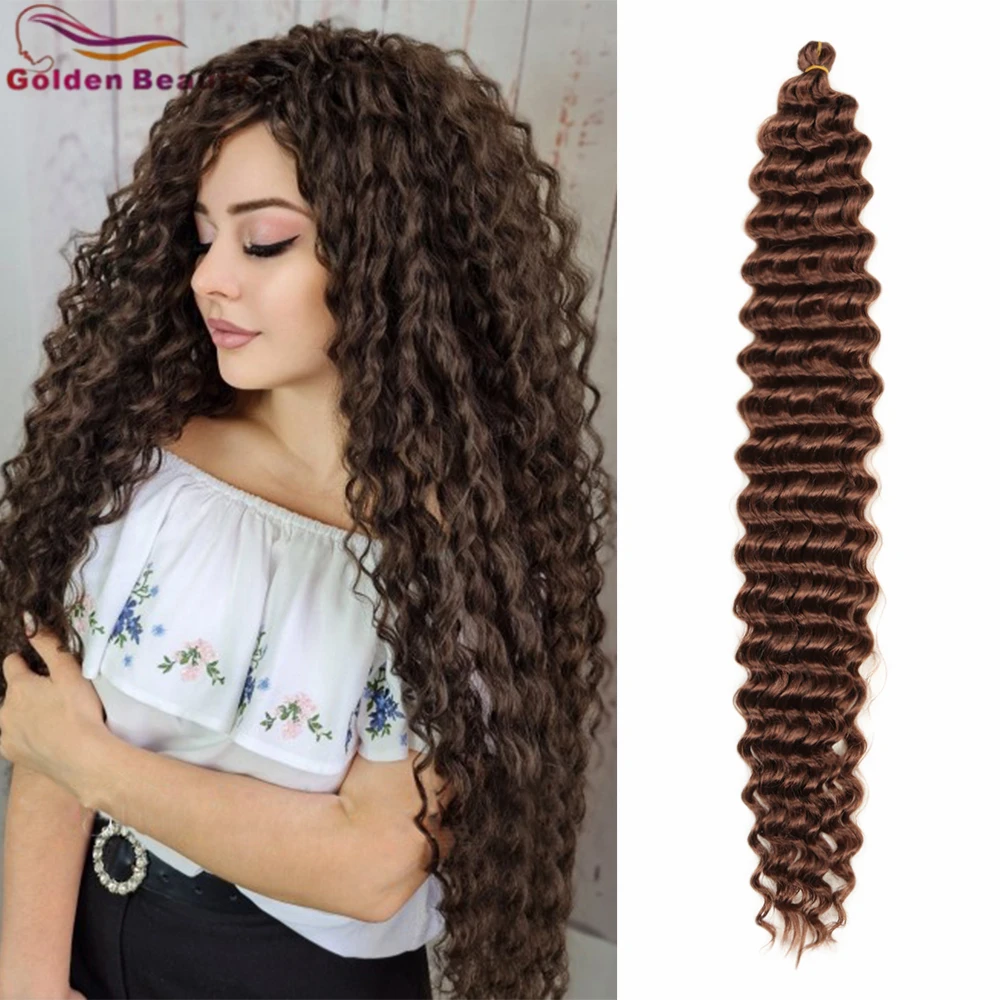 22Inch 28Inch Synthetic Long Deep Wave Twist Crochet Hair Pink Braiding Hair Curly Wave Extensions For Black Women Golden Beauty