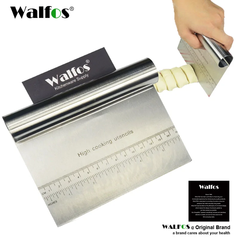 

Walfos Stainless Steel Smoother Cake Scraper Spatula Pizza Dough Scraper Cutter Flour Pastry Scraper Decoration Kitchen Tools