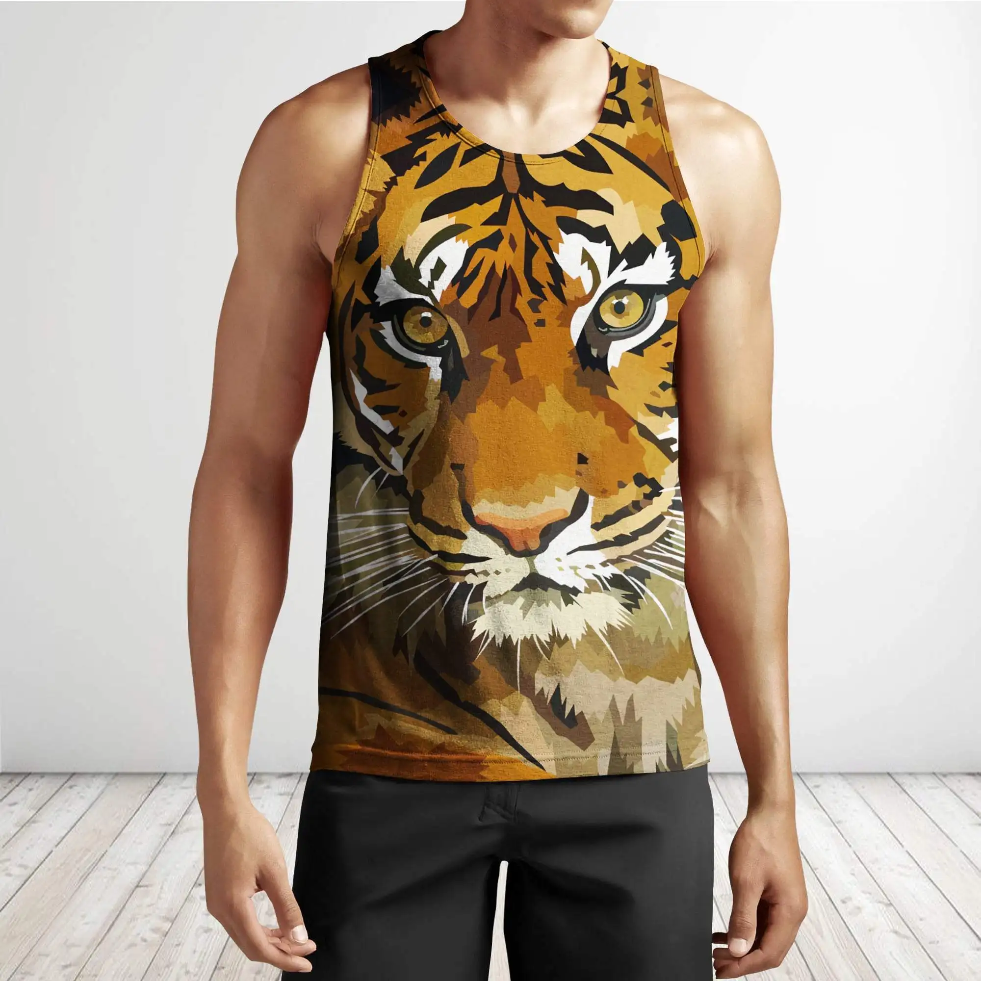 

PLstar Cosmos 3DPrinted Newfashion Tiger Love Art Funny Harajuku Casual Tank Top Vest Unique Unisex Men/Women Sleeveless Style-1