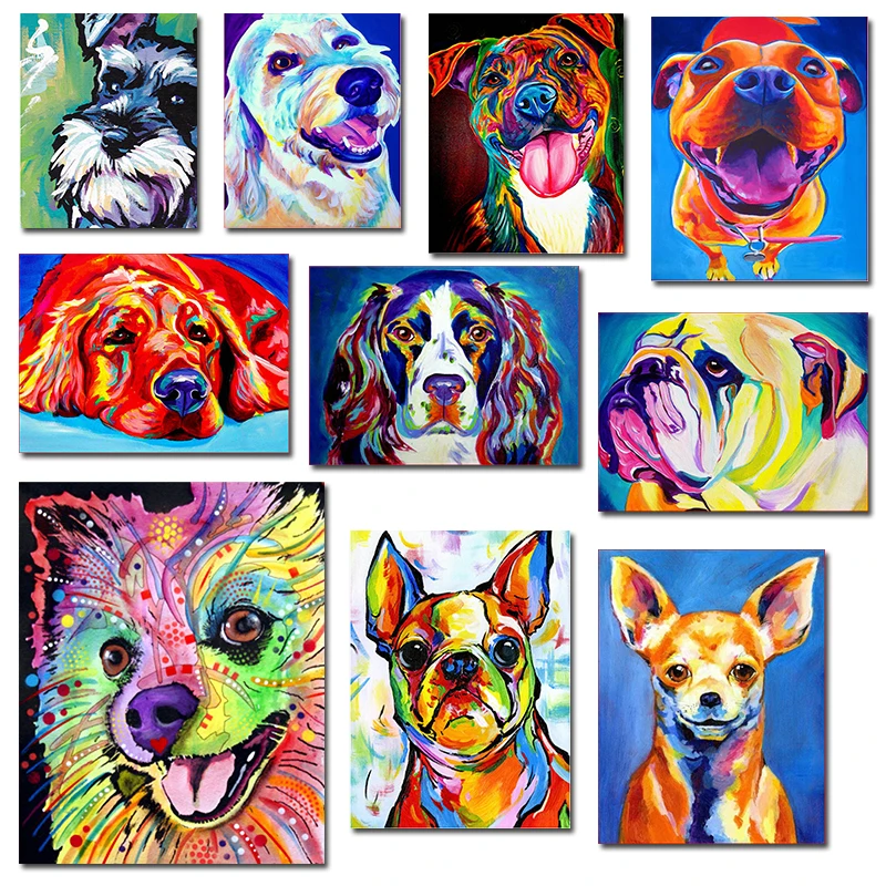 

GATYZTORY DIY Painting By Numbers Dogs Animal HandPainted Oil Painting Acrylic Painting Drawing On Canvas Unique Gift Wall Decor