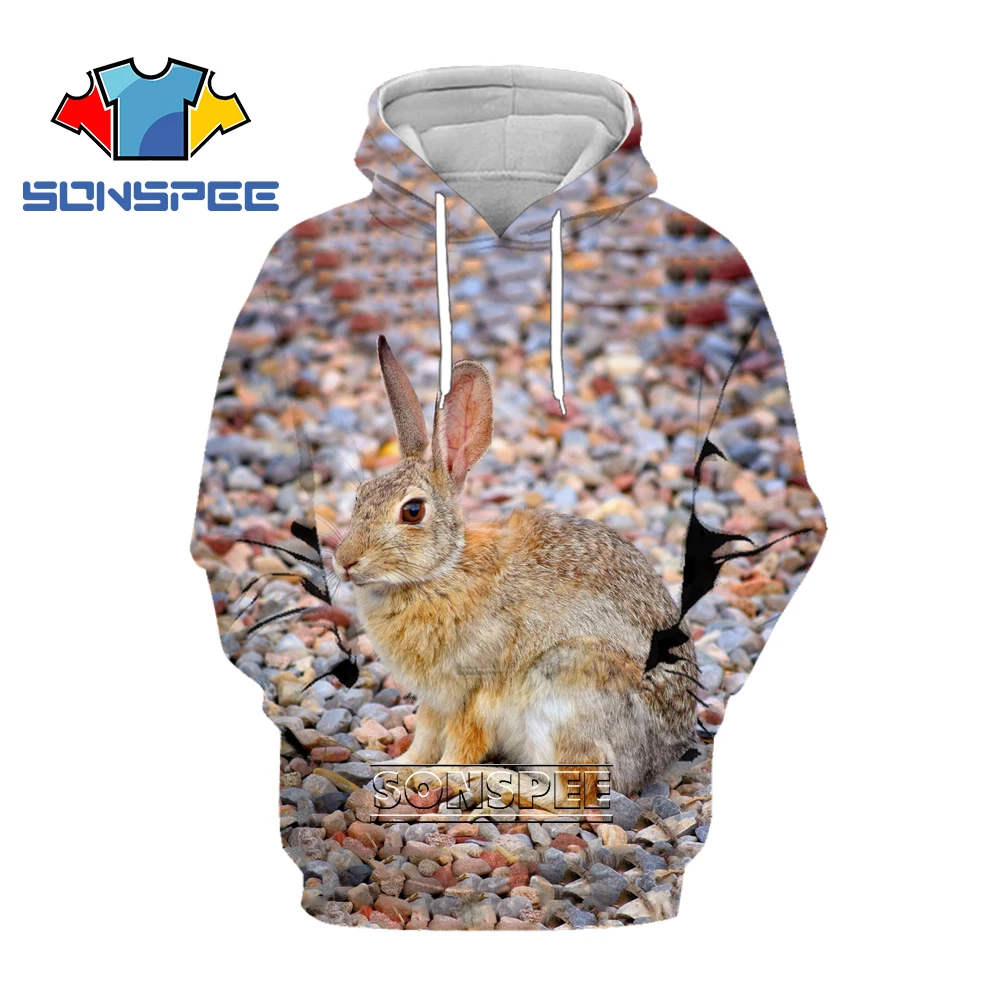 

SONSPEE Hoodie 3D Print Animal Hunting Crazy Hare Cute Rabbit Hoodies Men Women Movement Sweater Fashion Oversize Hooded Jacket