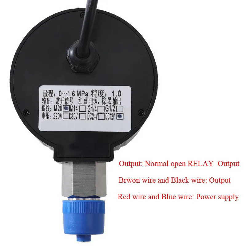 0-0.4Mpa 0.6Mpa 1.0Mpa 1.6Mpa 2.5Mpa 10Mpa 16Mpa 25Mpa 40Mpa digital pressure switch DC12V pressure gauge with relay output