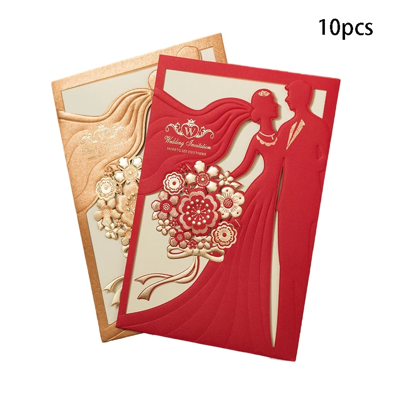 

10Pcs Laser Cut Wedding Invitations Card Bride and Groom Customize Greeting Card Engagement Bridal Shower Wedding Party Supplies